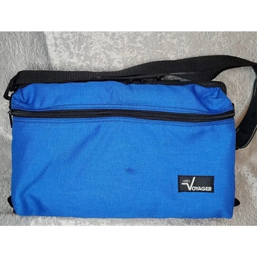 VTG LEBO Cassette Holder Padded Removeable Shell/Strap Blue Zip Pocket Holds 30